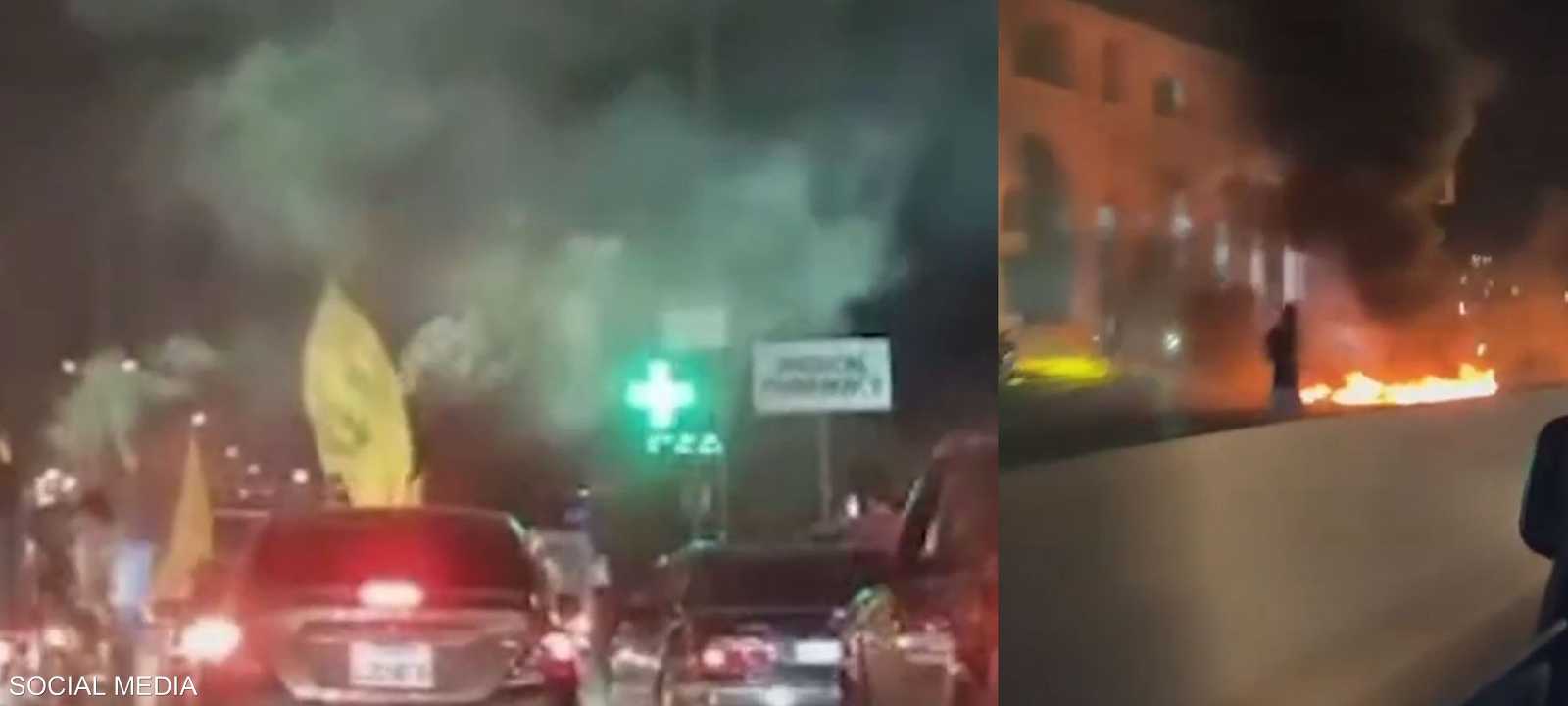 قطع شوارع من قبل مناصري حزب الله في بيروت