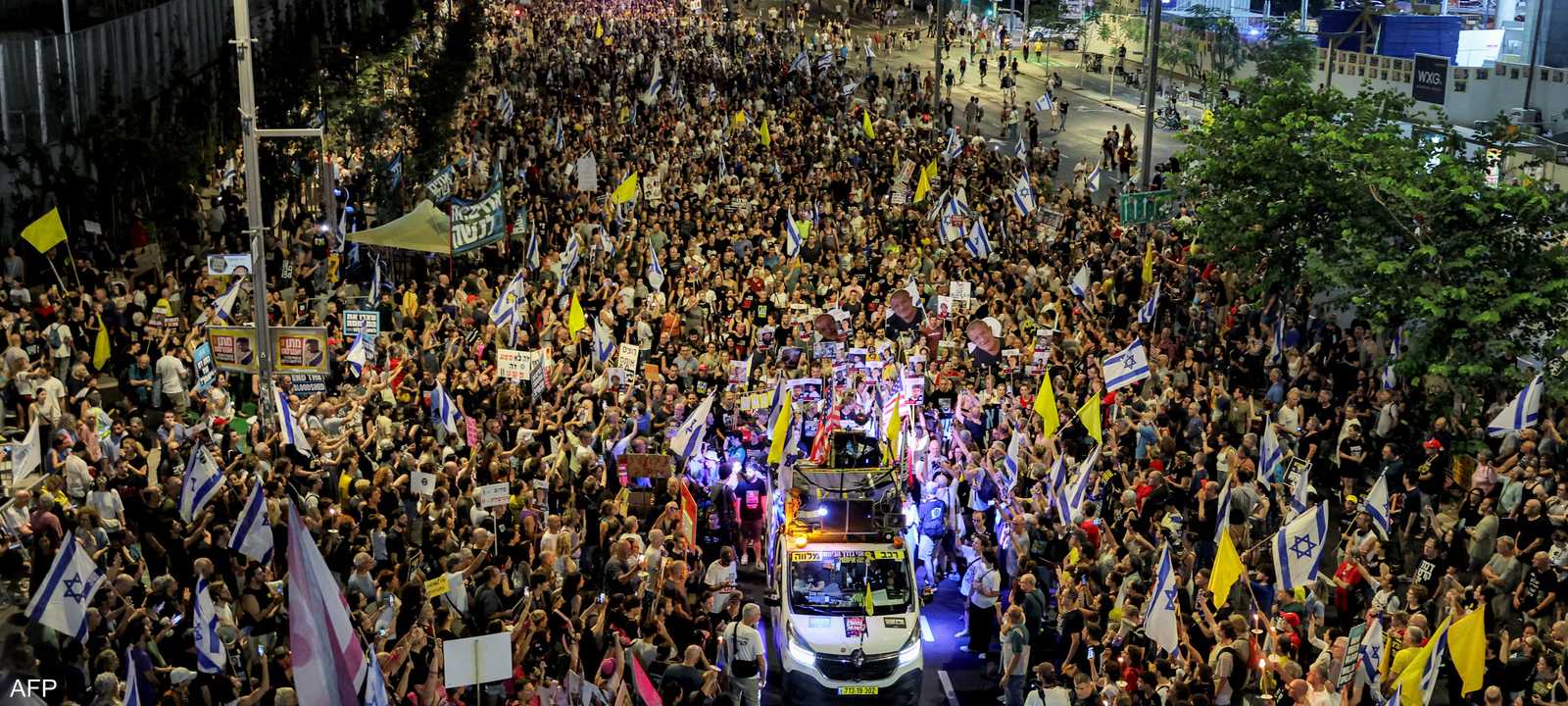تظاهرة حاشدة في تل أبيب للمطالبة بإلغاء خطة السيطرة على غزة