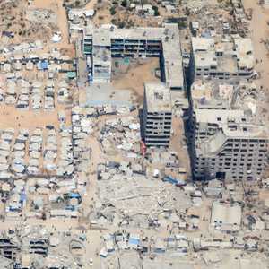صورة جوية تظهر حجم الدمار في قطاع غزة