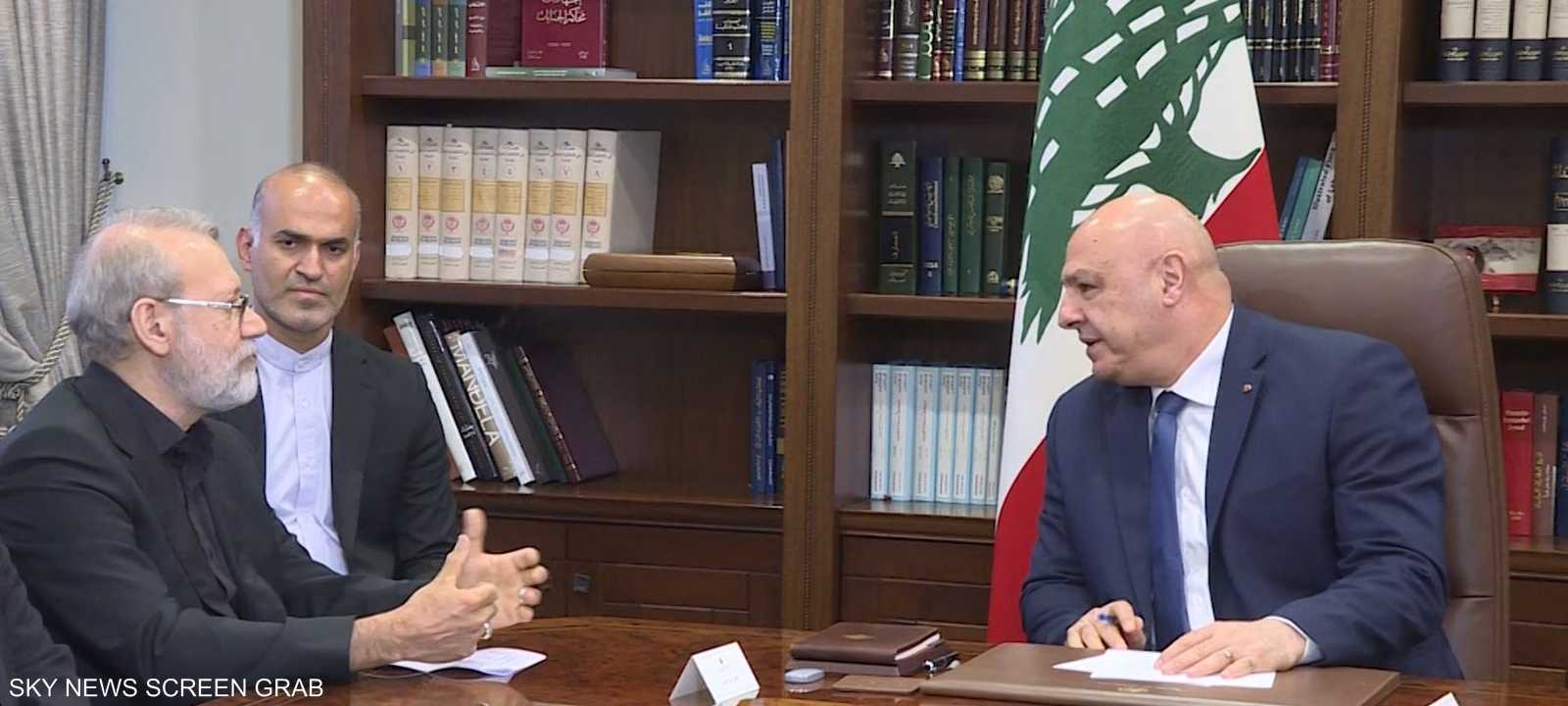 جوزيف عون خلال لقاء علي لاريجاني