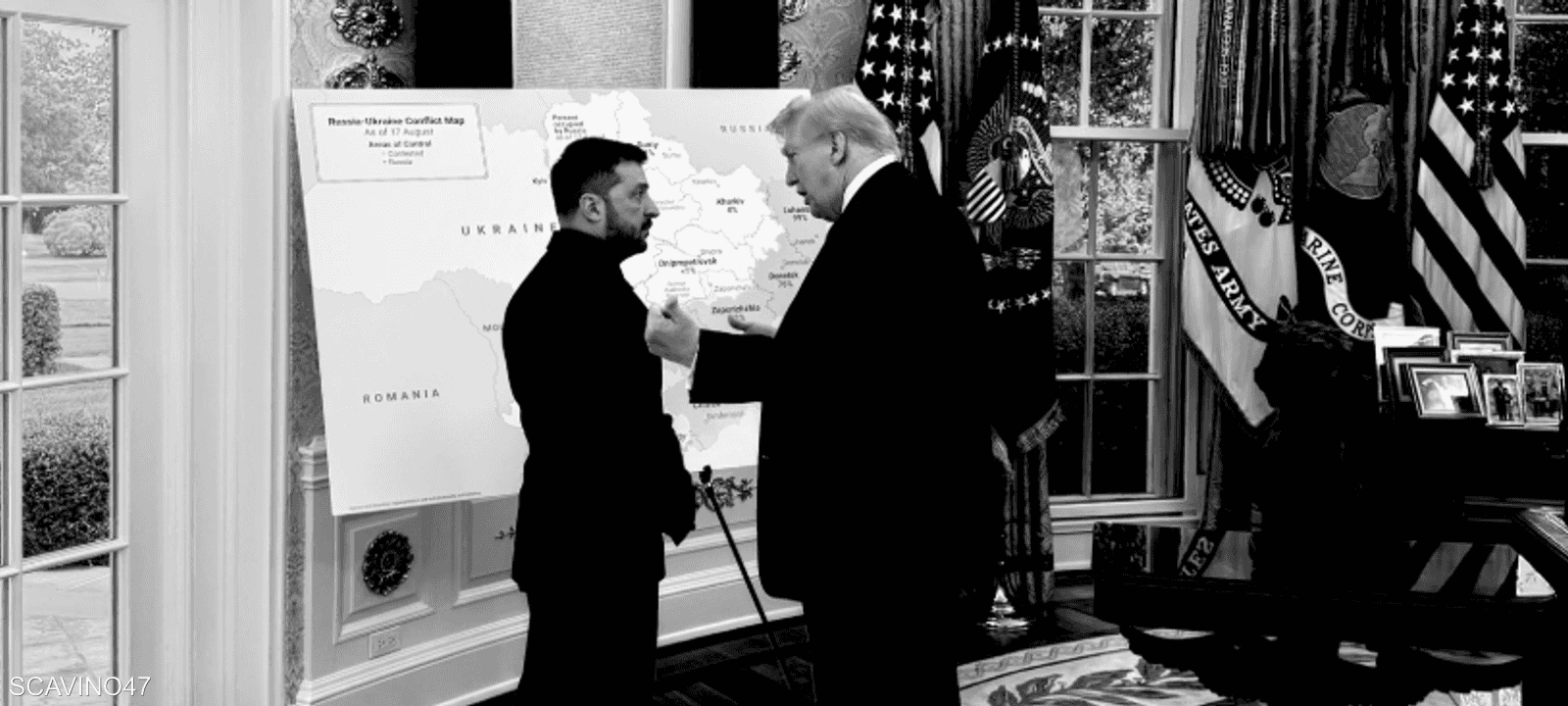 نقاش بين ترامب وزيلينسكي بشأن الخريطة