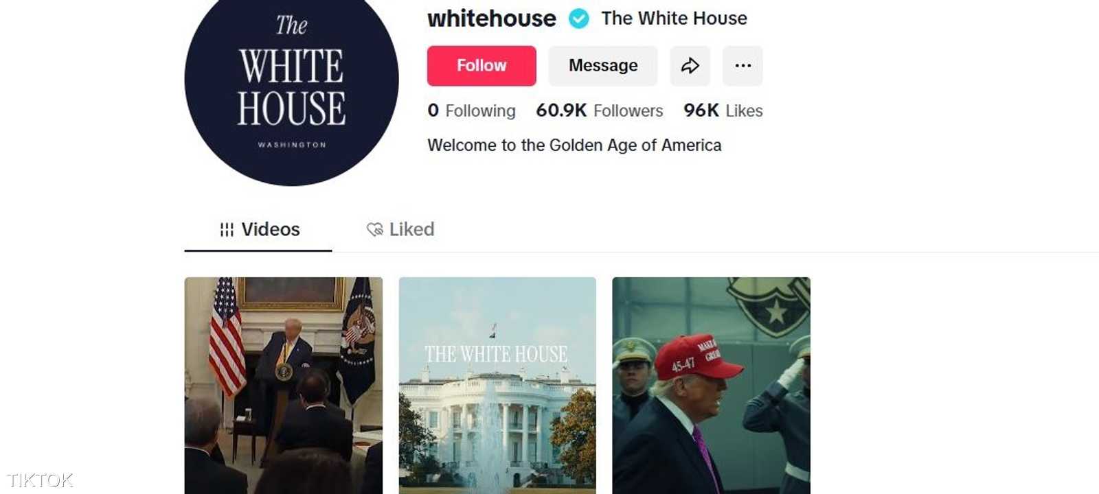 حساب البيت الأبيض على تيك توك
