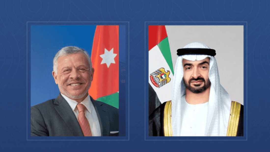 رئيس دولة الإمارات وملك الأردن يبحثان التطورات الإقليمية