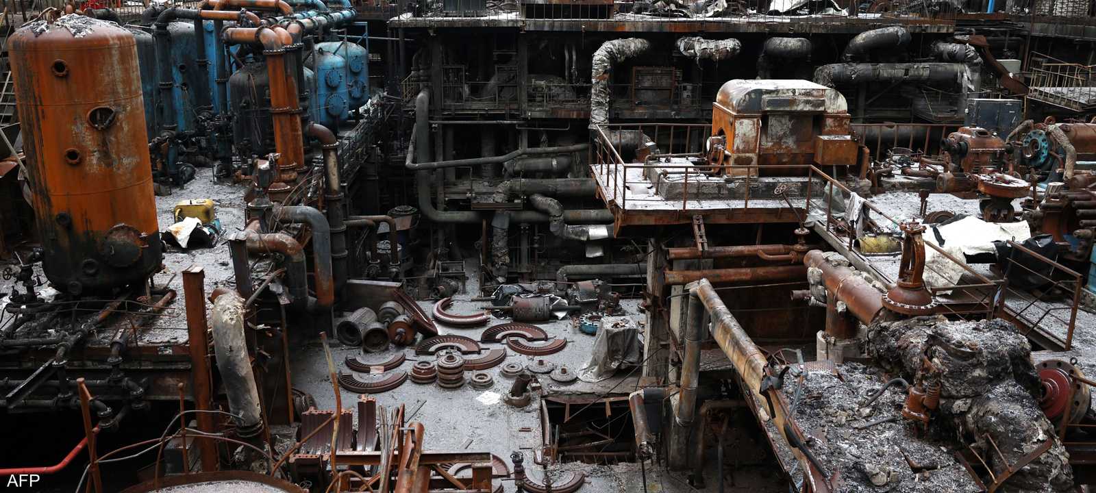 منشأة طاقة حرارية أوكرانية مدمرة - أرشيف