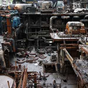 منشأة طاقة حرارية أوكرانية مدمرة - أرشيف