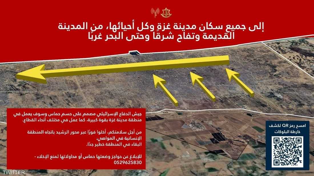 الجيش الإسرائيلي يصدر أمرا لجميع سكان مدينة غزة بالإخلاء