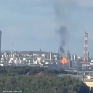 لحظة انفجار المسيرة