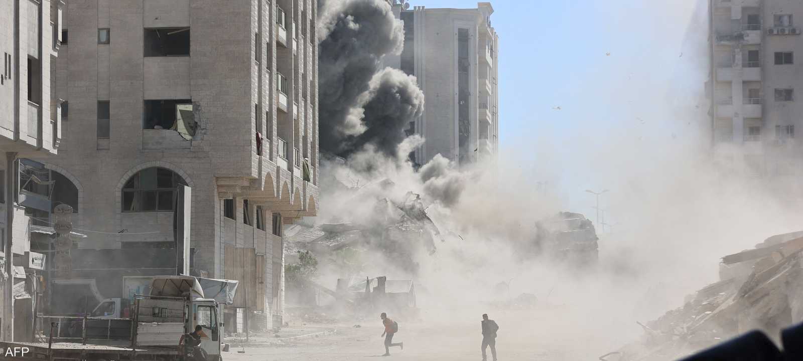 من آثار القصف الإسرائيلي على مدينة غزة