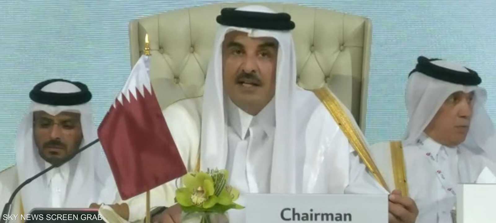 الشيخ تميم بن حمد وصف الهجوم الإسرائيلي بالسافر والجبان