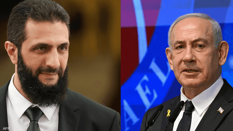 بنيامين نتنياهو (يمين الصورة) وأحمد الشرع (يسار الصورة)