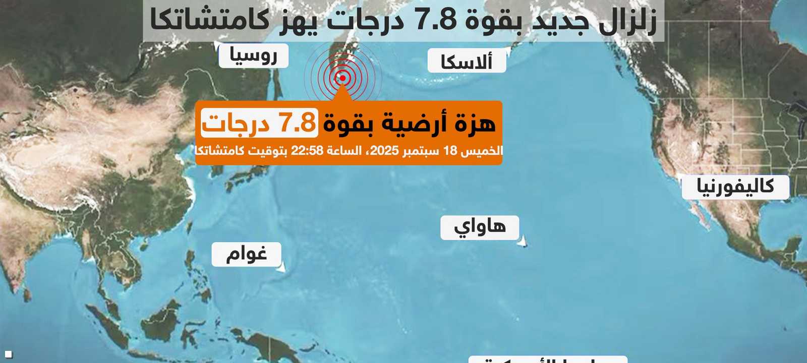 زلزل قوي جديد قبالة سواحل كامتشاتكا الروسية