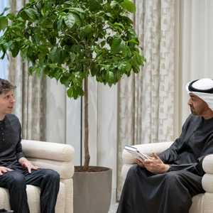 محمد بن زايد يستقبل سام ألتمان بقصر الشاطئ في أبوظبي