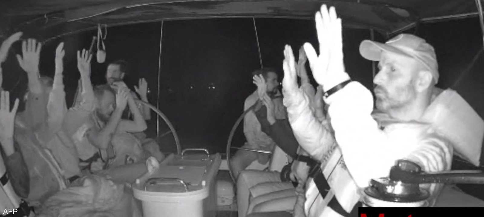 لقطة لسفينة من الأسطول سيطرت عليها البحرية الإسرائيلية