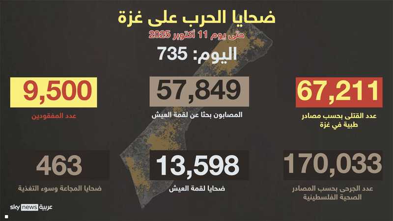 ضحايا الحرب على غزة في اليوم 735
