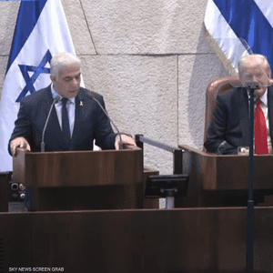 خلال كلمة لابيد أمام الكنيست بحضور ترامب