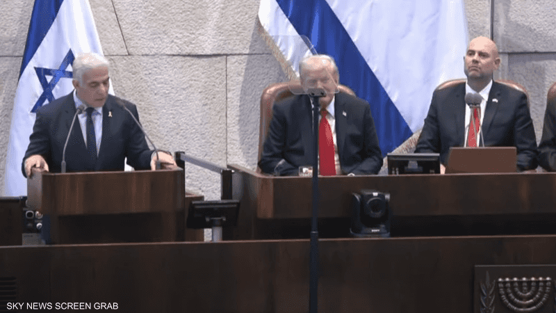 خلال كلمة لابيد أمام الكنيست بحضور ترامب