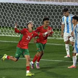 المهاجم المغربي ياسر الزبيري بعد تسجيله الهدف الثاني