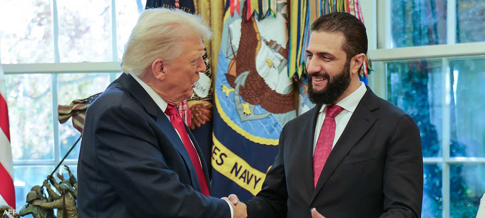 ترامب خلال لقائه الشرع في البيت الأبيض