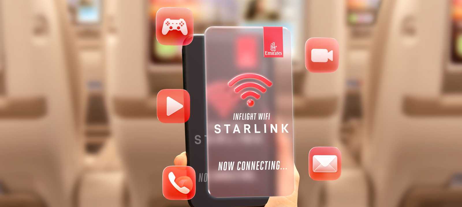 خدمة ستارلينك متوفرة في طائرة طيران الإمارات