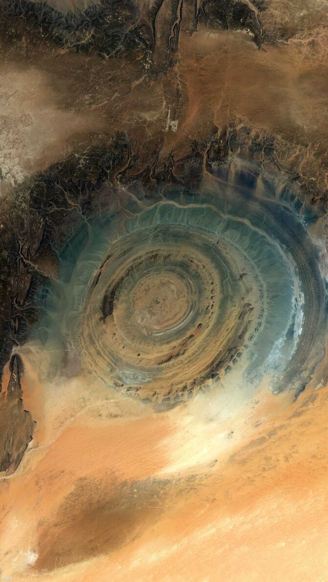 لقطة نشرتها وكالة الفضاء الأوروبية لعين الصحراء في موريتانيا