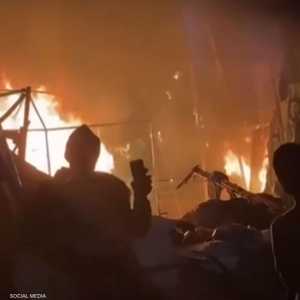 من الصور المتداولة للقصف الإسرائيلي