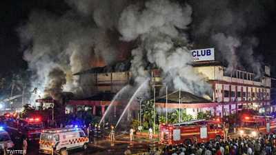 فرق الإطفاء والإسعاف في موقع الحريق