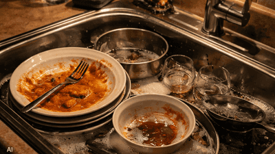 ترك الصحون منقوعة ليلا بالمطبخ.. أخطر مما تتصور