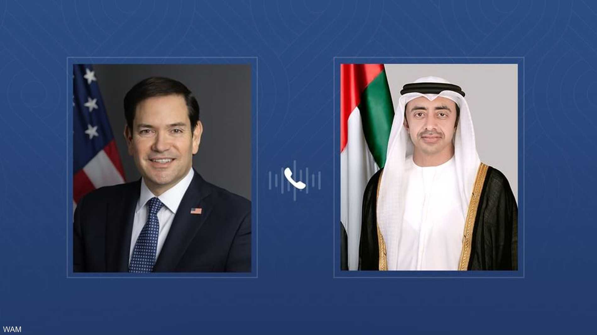 عبدالله بن زايد يتلقى اتصالا من وزير الخارجية الأميركي 