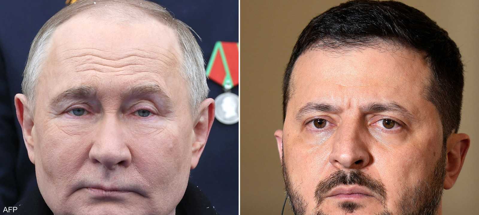 زيلينسكي (يمين الصورة) وبوتين (يسار الصورة)