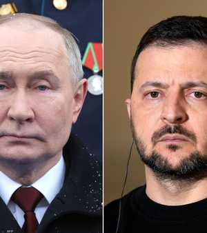 زيلينسكي (يمين الصورة) وبوتين (يسار الصورة)