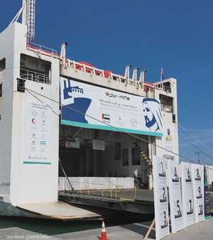 ميناء العريش يستقبل سفينة المساعدات الإماراتية الـ11 لغزة