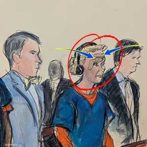 رسم لمادورو وزوجته في المحكمة وتبدو إصابات على رأس سيليا