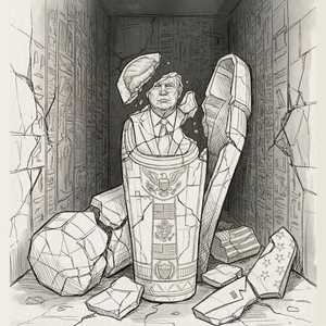 الرسم الذي أرفقه خامنئي مع تغريدته على إكس بشأن ترامب