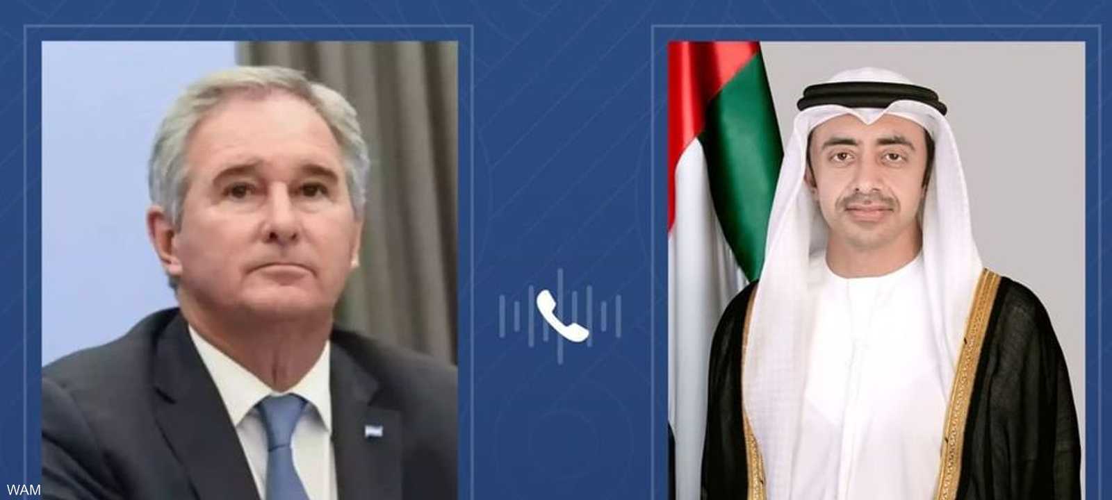 الشيخ عبد الله بن زايد (يمين الصورة) ووزير خارجية الأرجنتين