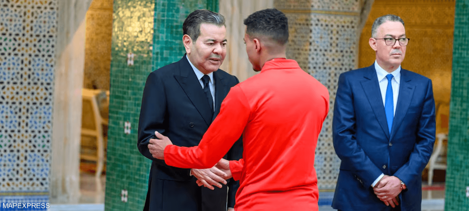 استقبال أعضاء المنتخب المغربي بقصر الضيافة في الرباط