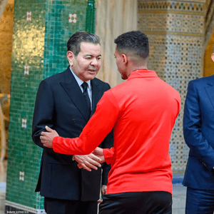 استقبال أعضاء المنتخب المغربي بقصر الضيافة في الرباط