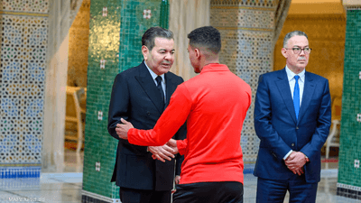 استقبال أعضاء المنتخب المغربي بقصر الضيافة في الرباط