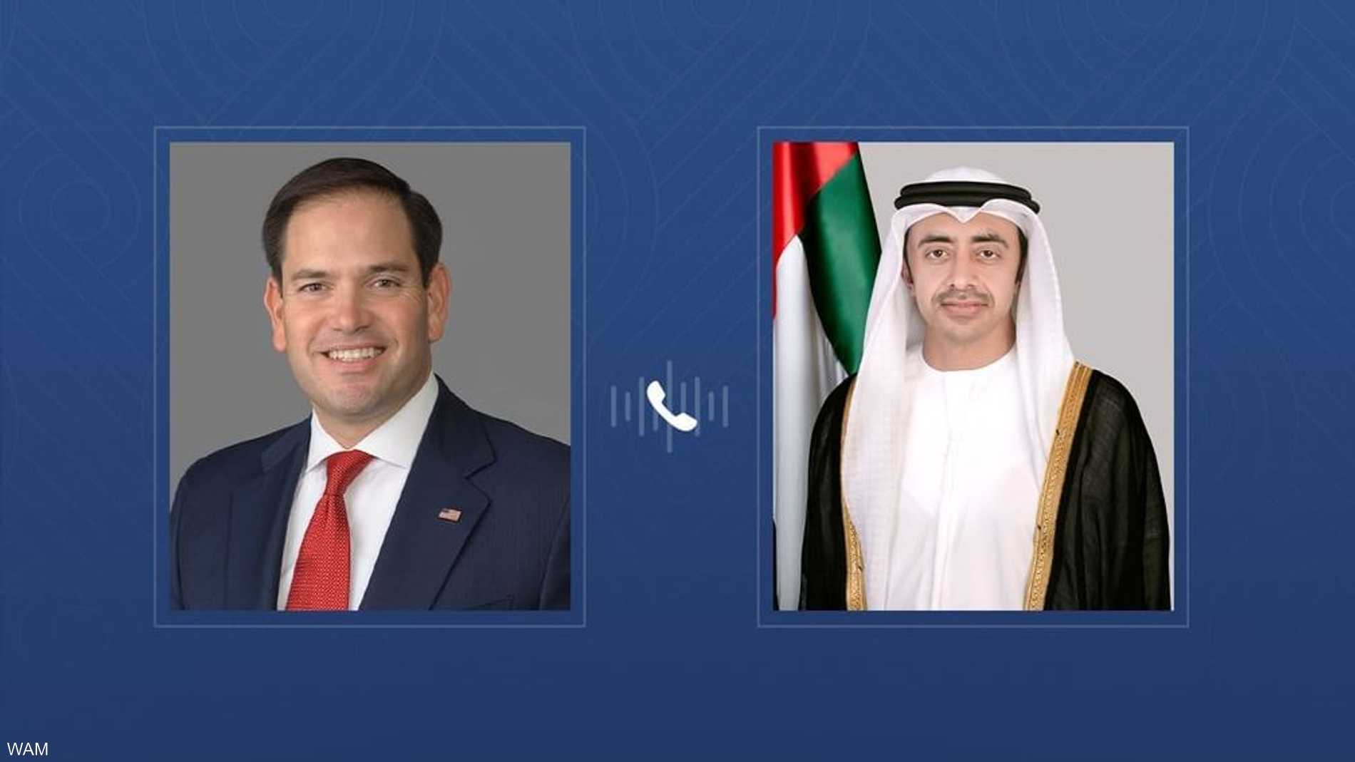 عبدالله بن زايد يتلقى اتصالا هاتفيا من ماركو روبيو 