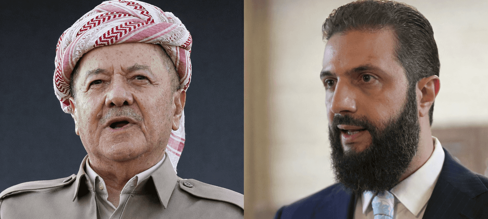 الشرع (يمين الصورة) وبارزاني (يسار الصورة)