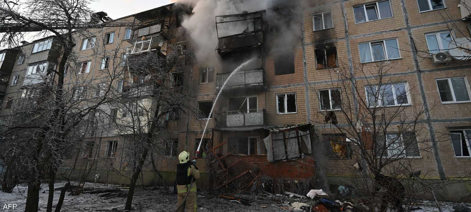أرشيفية لضربة روسية على مبنى في خاركيف