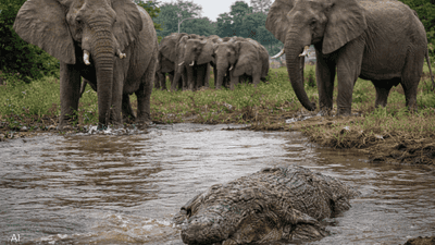 نهاية صادمة لرجل زامبي.. هرب من الأفيال فافترسه تمساح