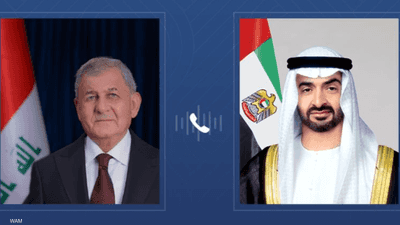 رئيسا الإمارات والعراق يبحثان هاتفيا التطورات الإقليمية