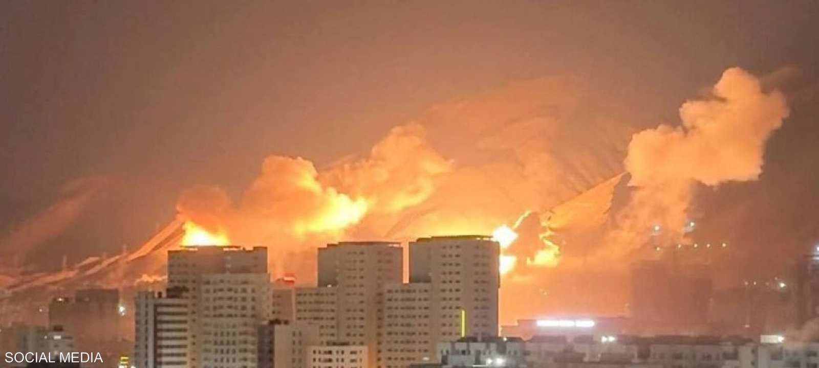 من الصور المتداولة لقصف طهران