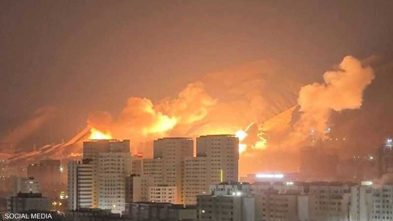 من الصور المتداولة لقصف طهران