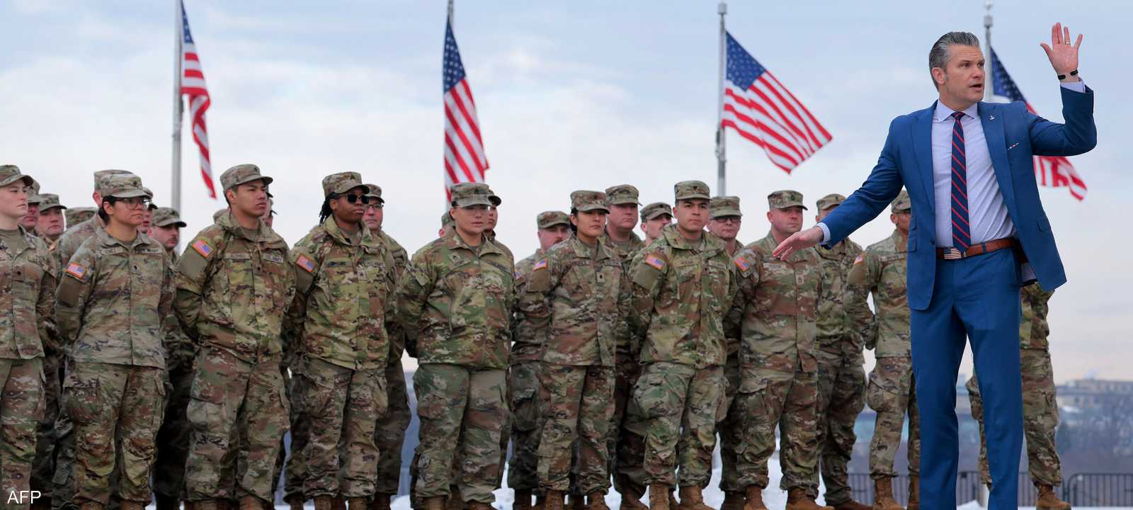 هيغسيث يلقي كلمة أمام مجموعة من الجنود الأميركيين