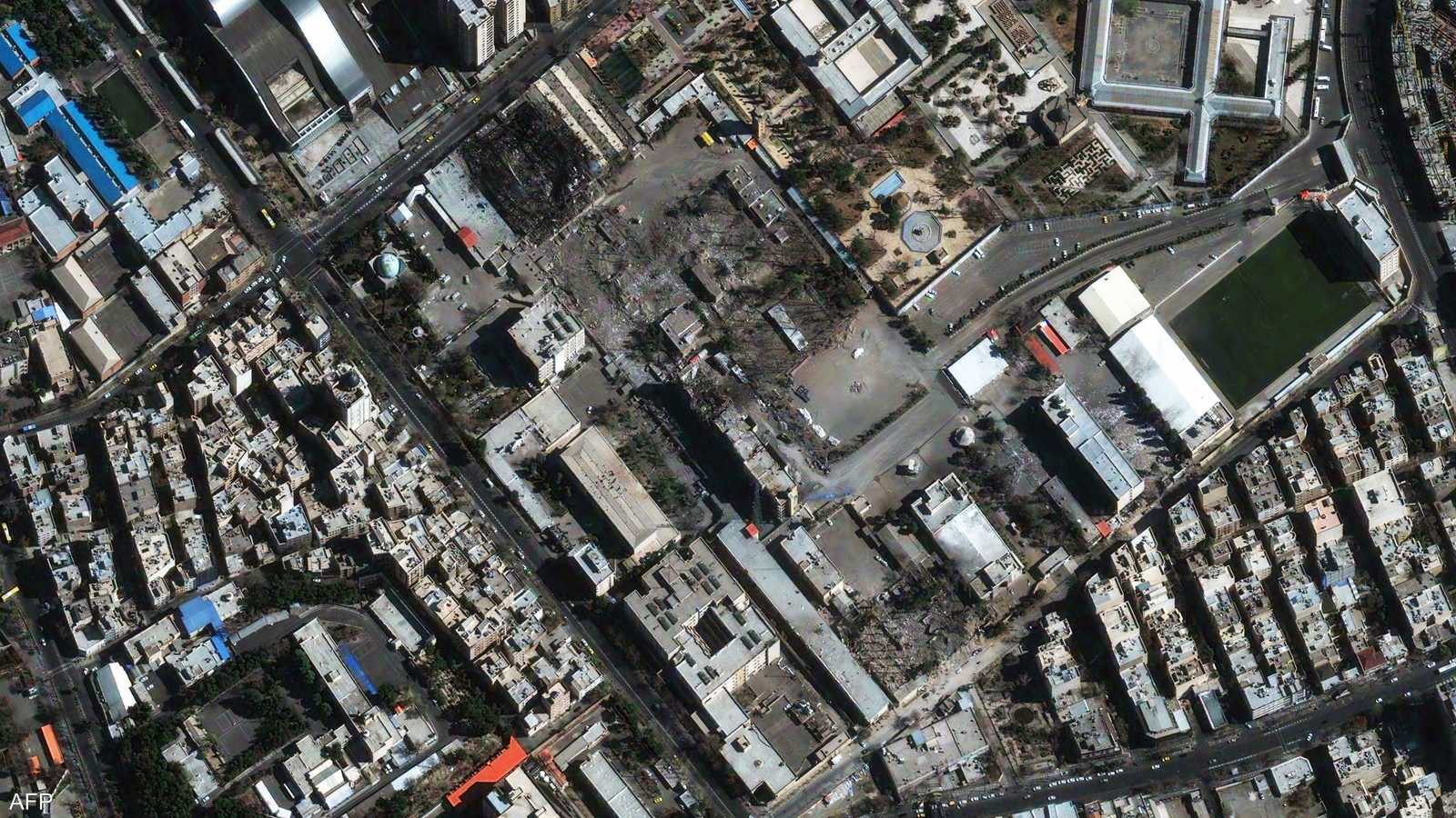 صورة ملتقطة للدمار في ساحة المحكمة الثورية في إيران