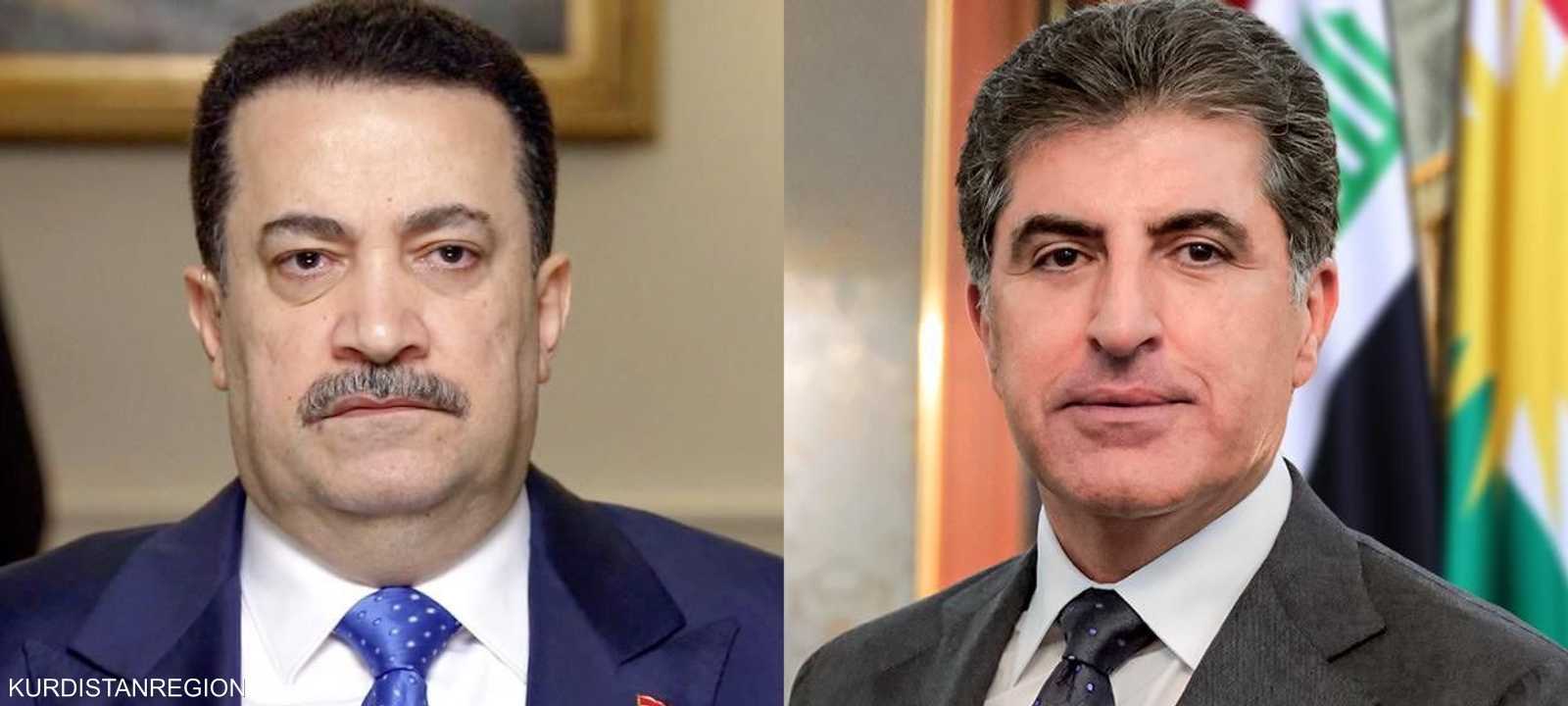 محمد شياع السوداني (يسار الصورة) ونيجرفان بارزاني (اليمين)