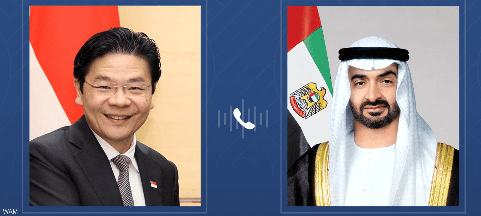 اتصال هاتفي بين رئيس دولة الإمارات ورئيس وزراء سنغافورة