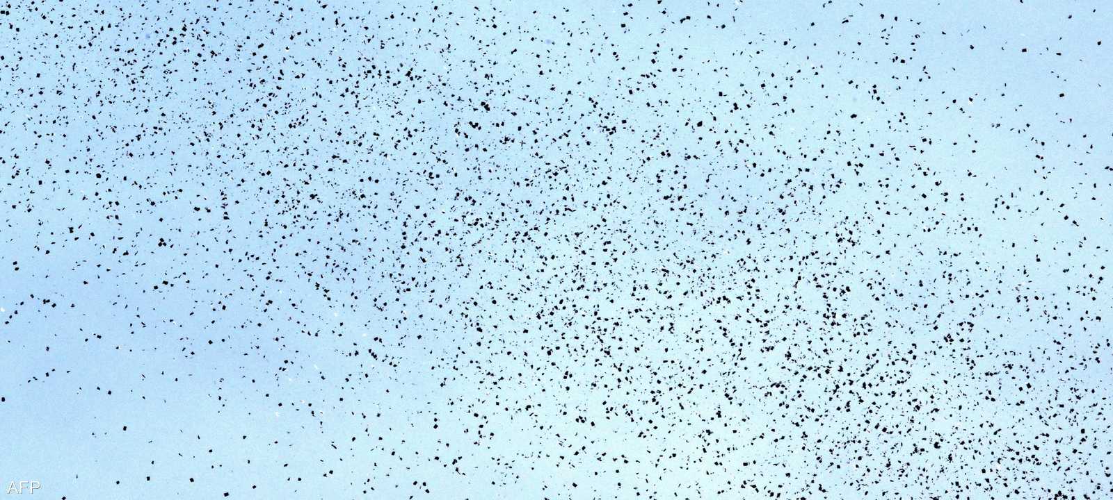 منشورات ألقتها طائرات إسرائيلية متناثرة في سماء بيروت