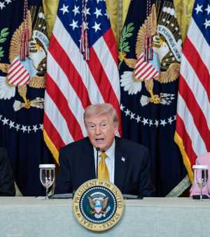 خلال حديث الرئيس الأميركي دونالد ترامب